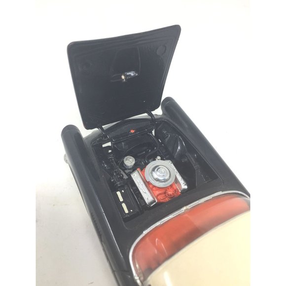 Vintage 1957 Chevy Convertible Diecast Car - Black Body, White Top - Classic Car - Picture 6 of 12